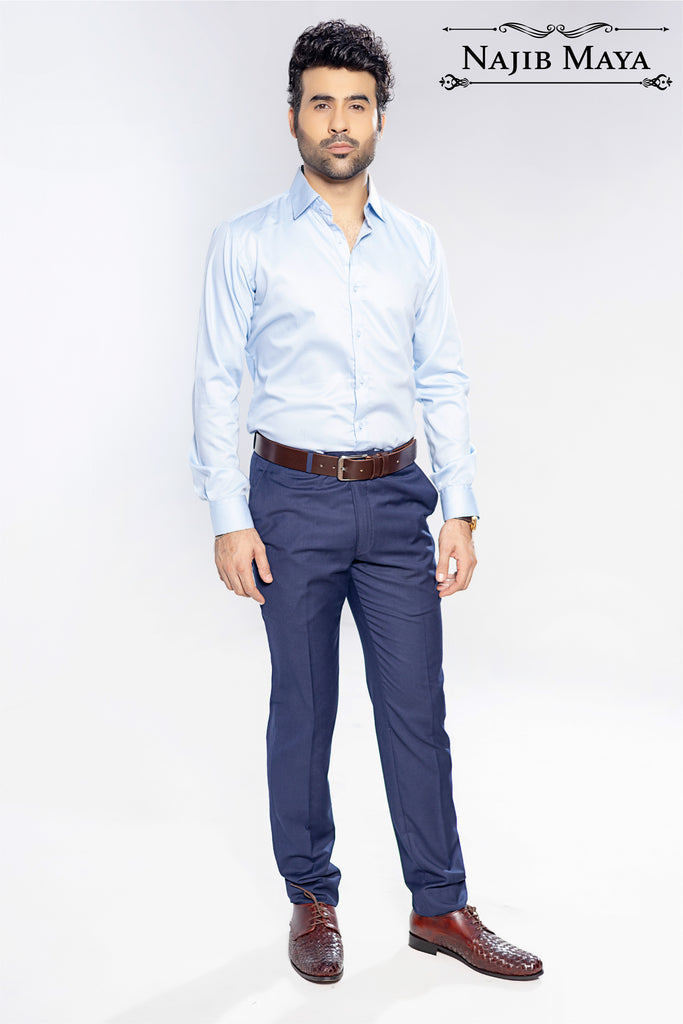 Sky Blue Slim Fit Formal Shirt For Men's – Najib Maya