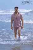 Maroon Check Short & Shirt For Men's
