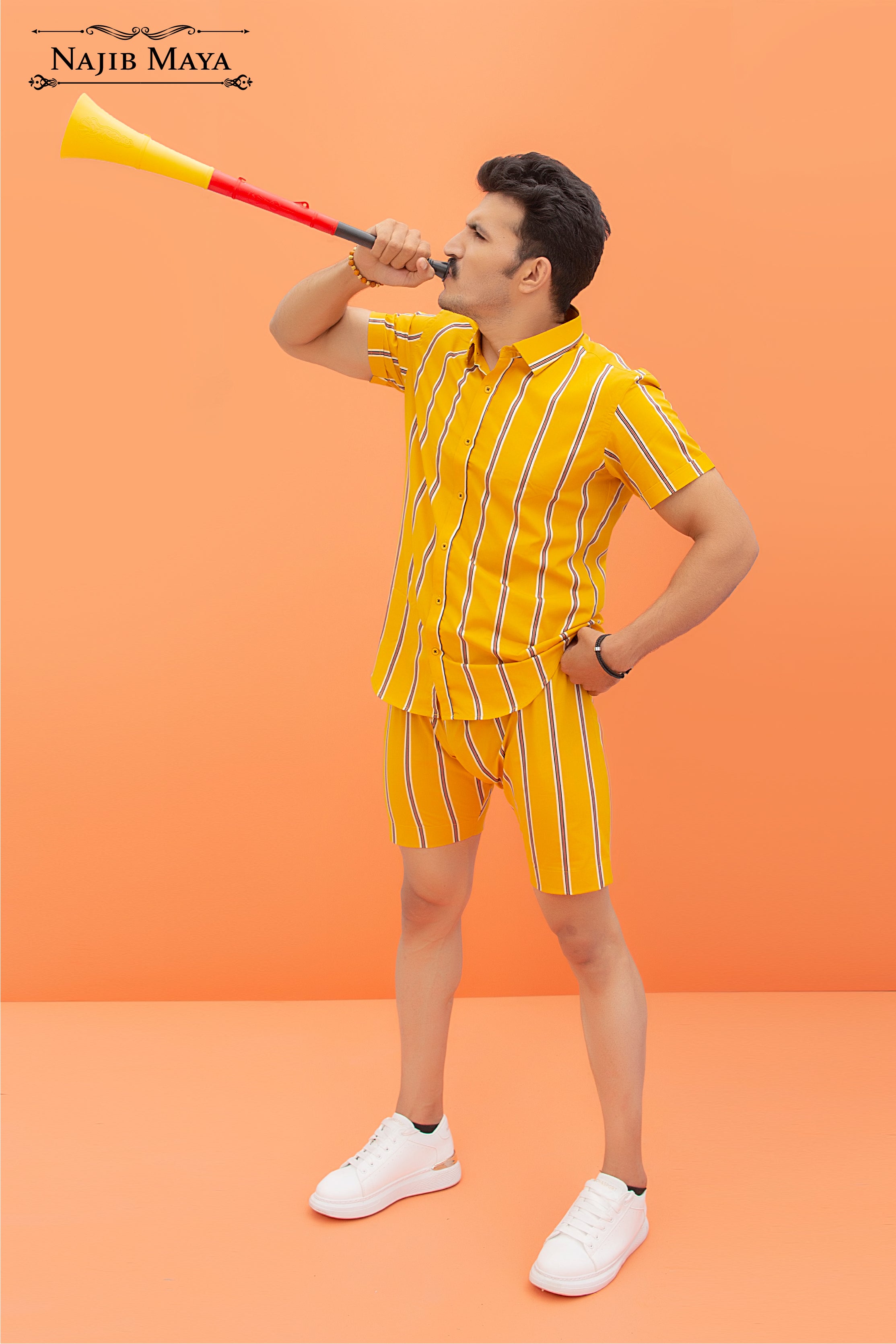 Yellow Lining Short & Shirt For Men's