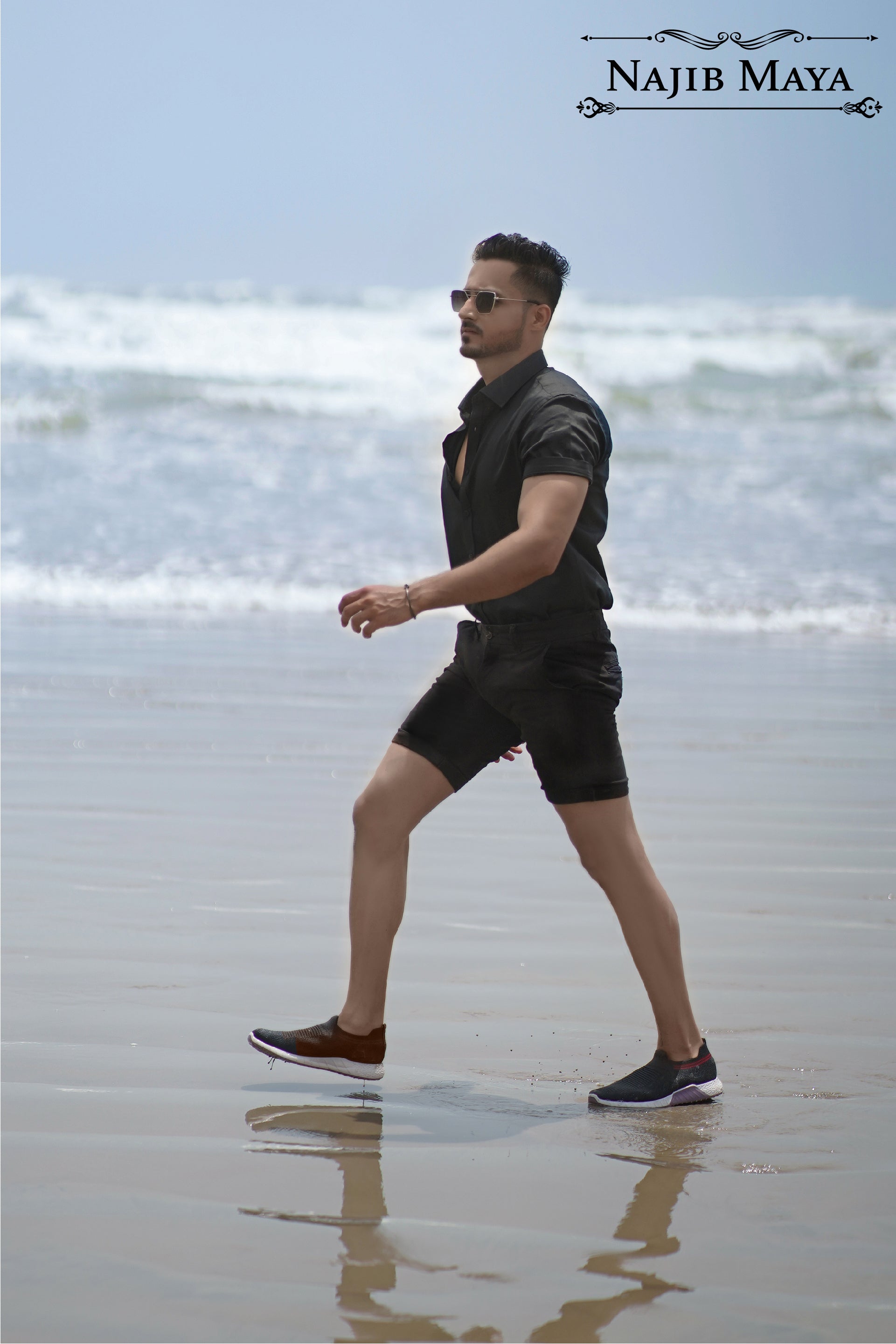 Black Casual Short & Shirt For Men's Secondary image