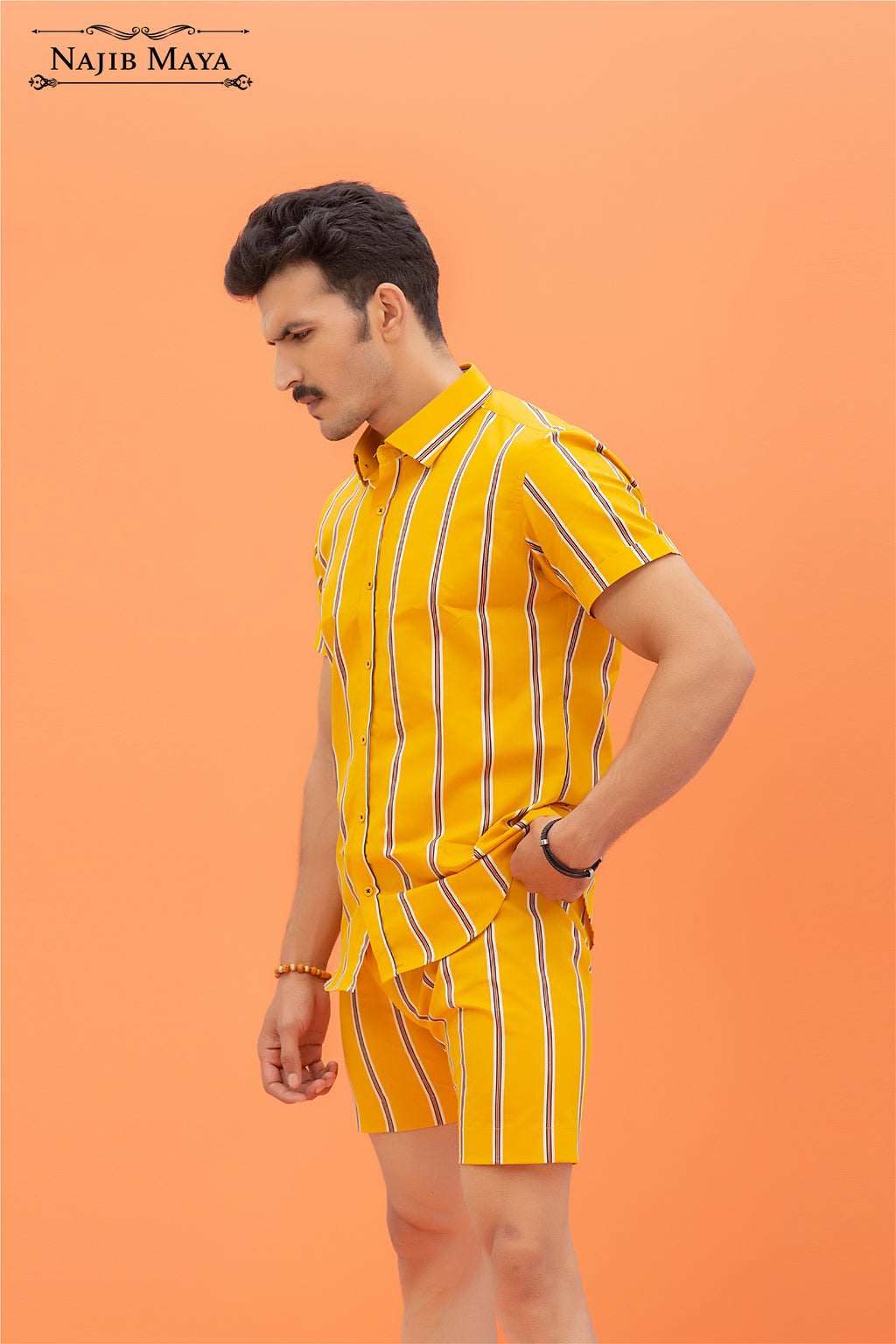 Yellow Lining Short & Shirt For Men's