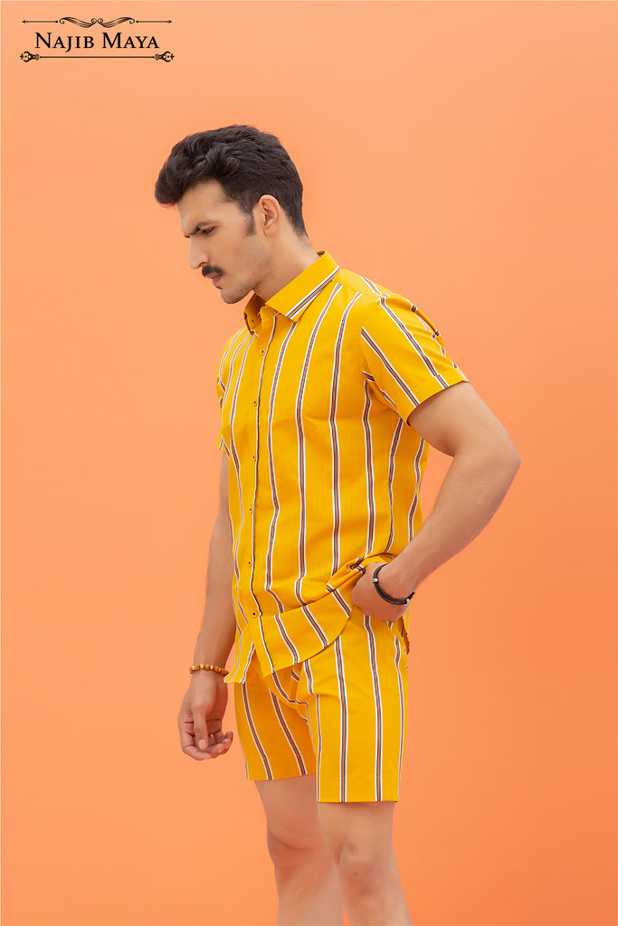 Yellow Lining Short & Shirt For Men's