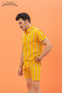 Yellow Lining Short & Shirt For Men's