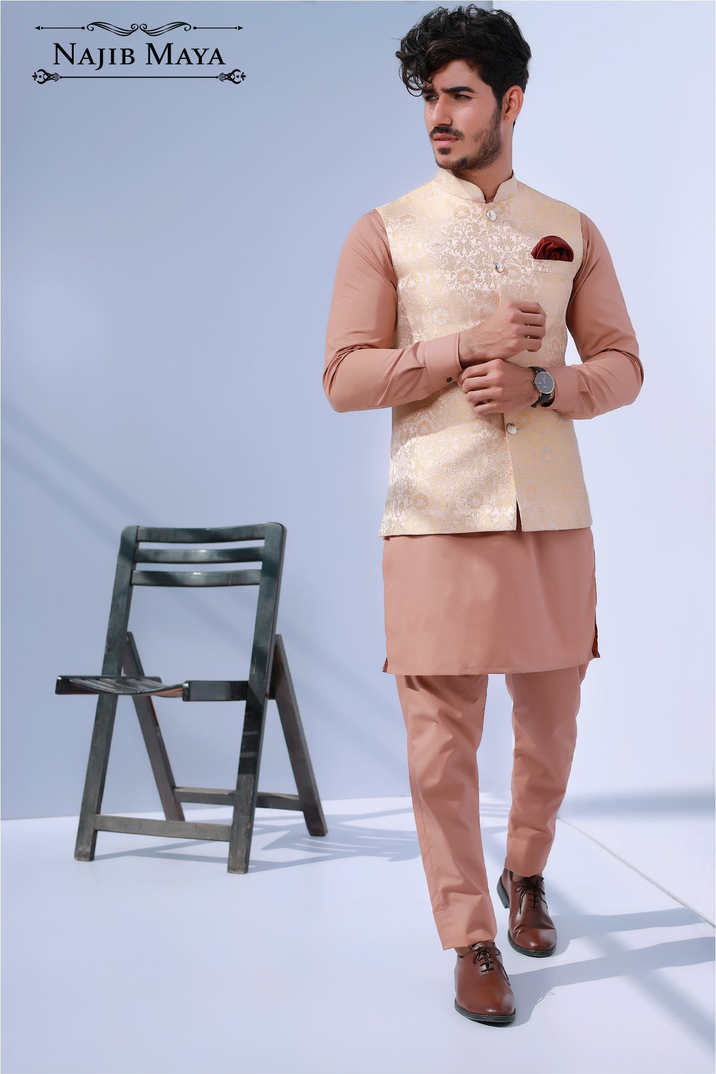 Golden Elegant Waist Coat For Men's Main image