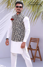 Load image into Gallery viewer, Black &amp; Golden Embroidered Waist Coat For Men&#39;s