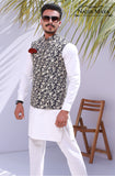 Black & Golden Embroidered Waist Coat For Men's