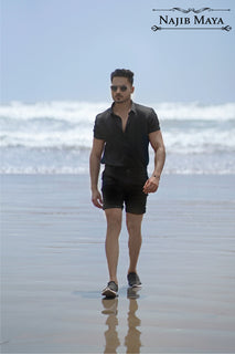 Black Casual Short & Shirt For Men's