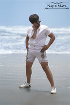 White Casual Short & Shirt For Men's
