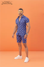 Load image into Gallery viewer, Royal Blue Printed Short &amp; Shirt For Men&#39;s