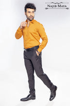 Mustard Gold Slim Fit Formal Shirt For Men's