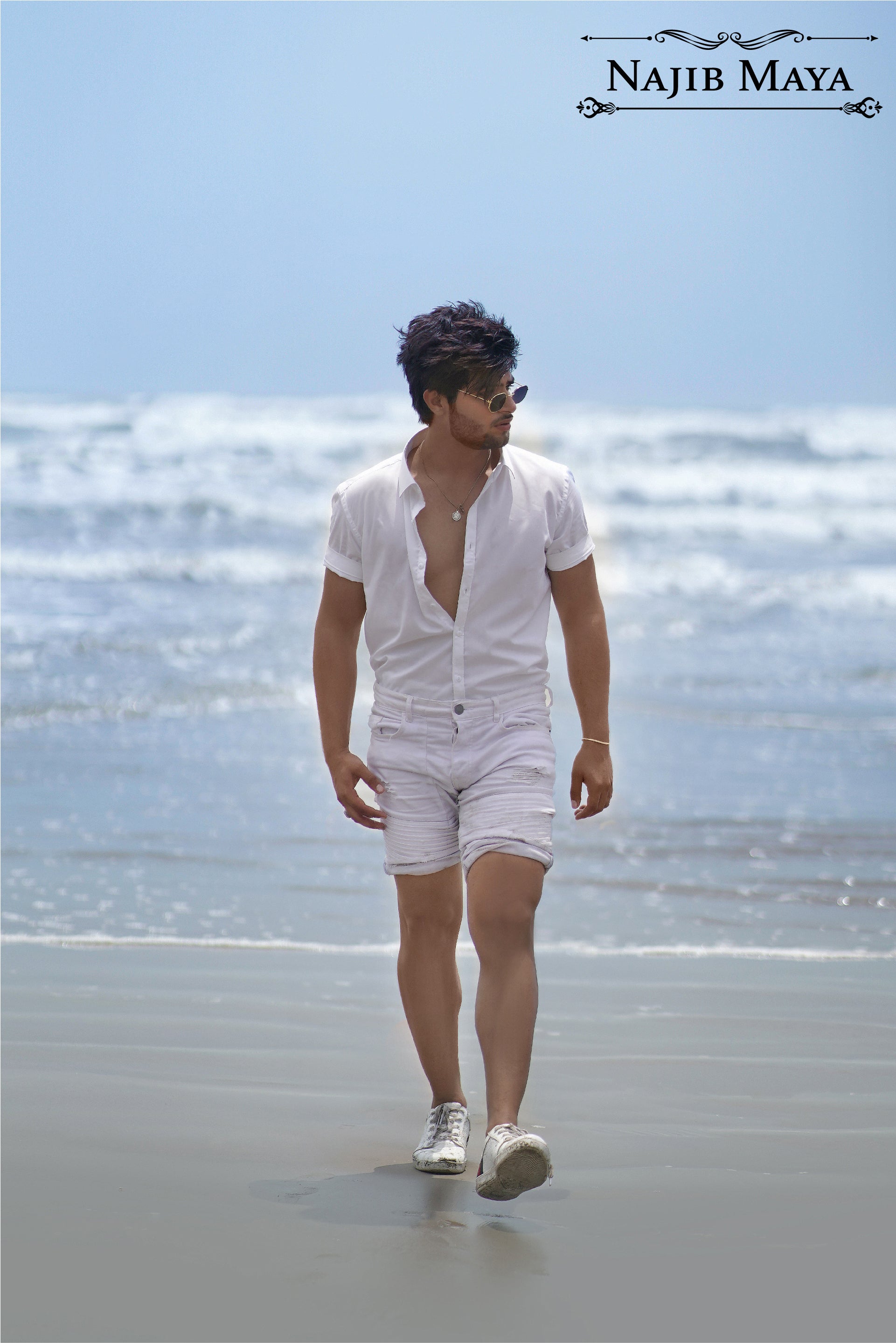 White Casual Short & Shirt For Men's Main image