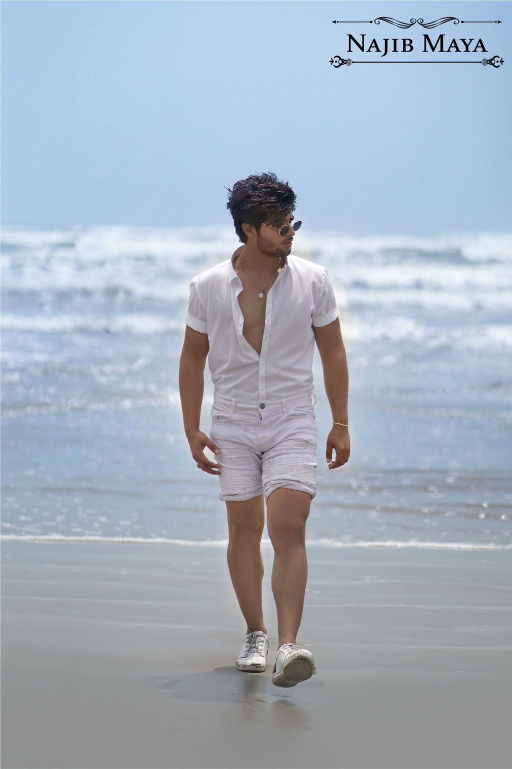 White Casual Short & Shirt For Men's
