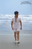 White Casual Short & Shirt For Men's