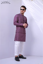 Load image into Gallery viewer, Purple Embroidery Waist Coat For Men&#39;s
