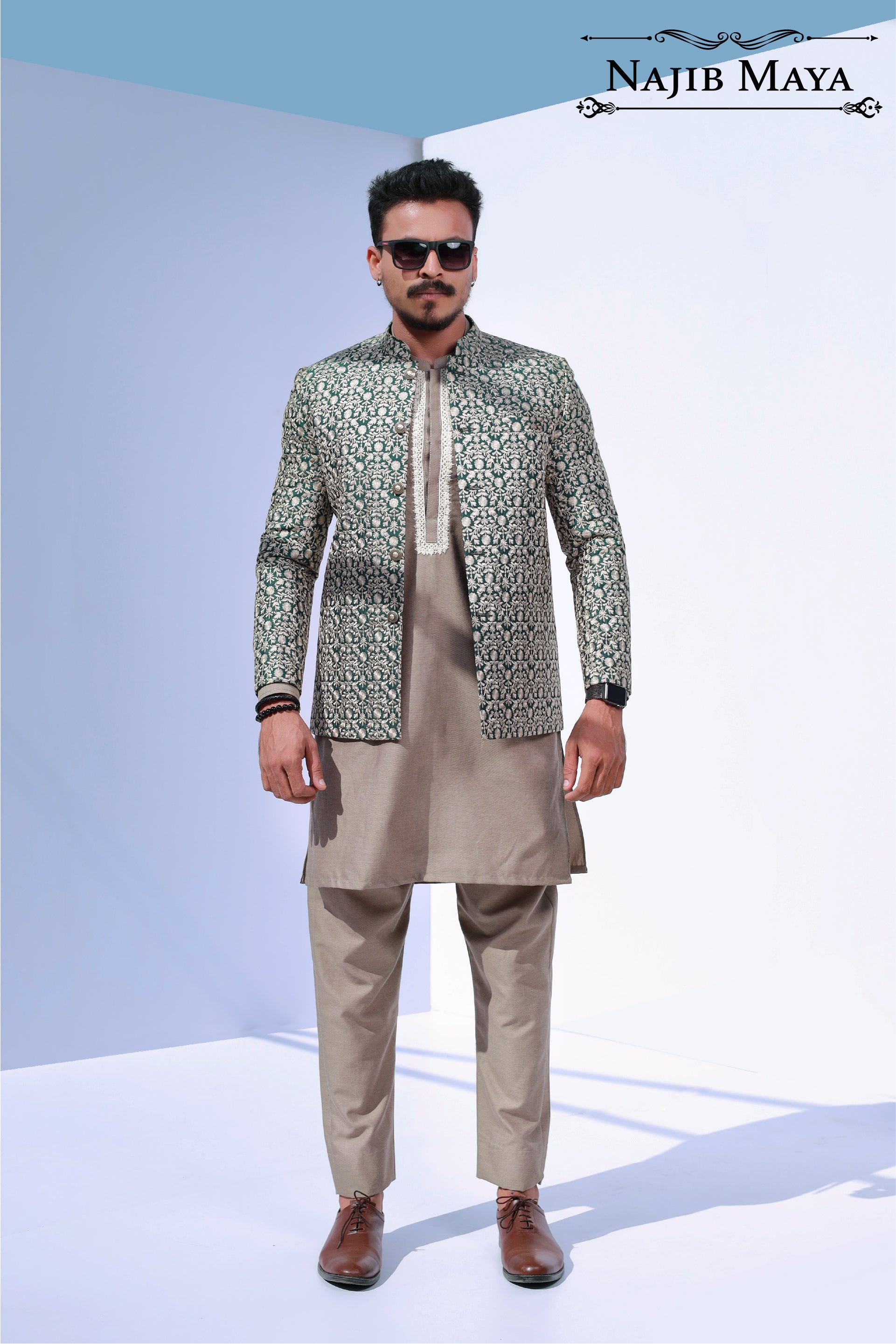 Green Causal Prince Coat For Men's Secondary image
