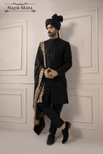 Load image into Gallery viewer, Black Embroidered Sherwani Jacket With Hand Touch For Men&#39;s