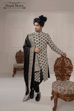 Load image into Gallery viewer, Greyish Black Embroidered Sherwani For Men&#39;s