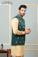 Load image into Gallery viewer, Green Embroidery Waist Coat For Men&#39;s