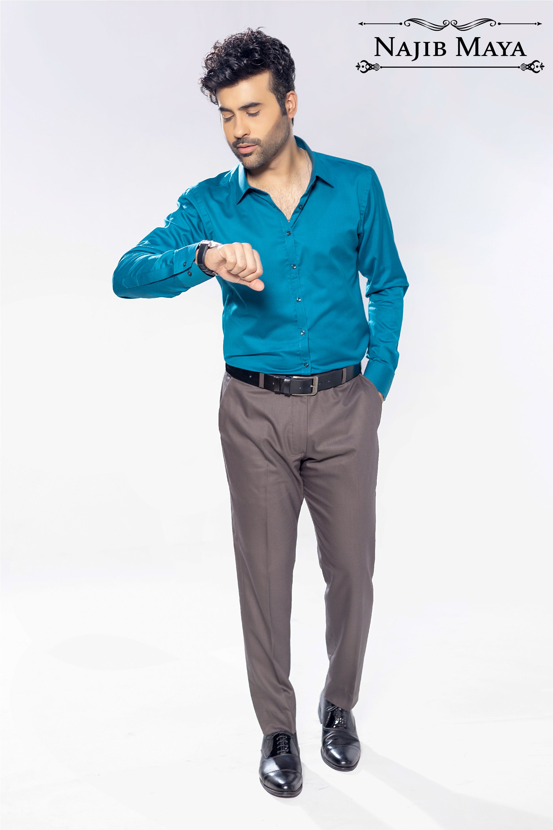Sea Green Slim Fit Formal Shirt For Men's
