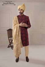 Load image into Gallery viewer, Maroon Hand Work Embroidered Sherwani For Men&#39;s