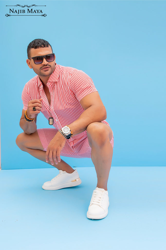 Pink Lining Short & Shirt For Men's