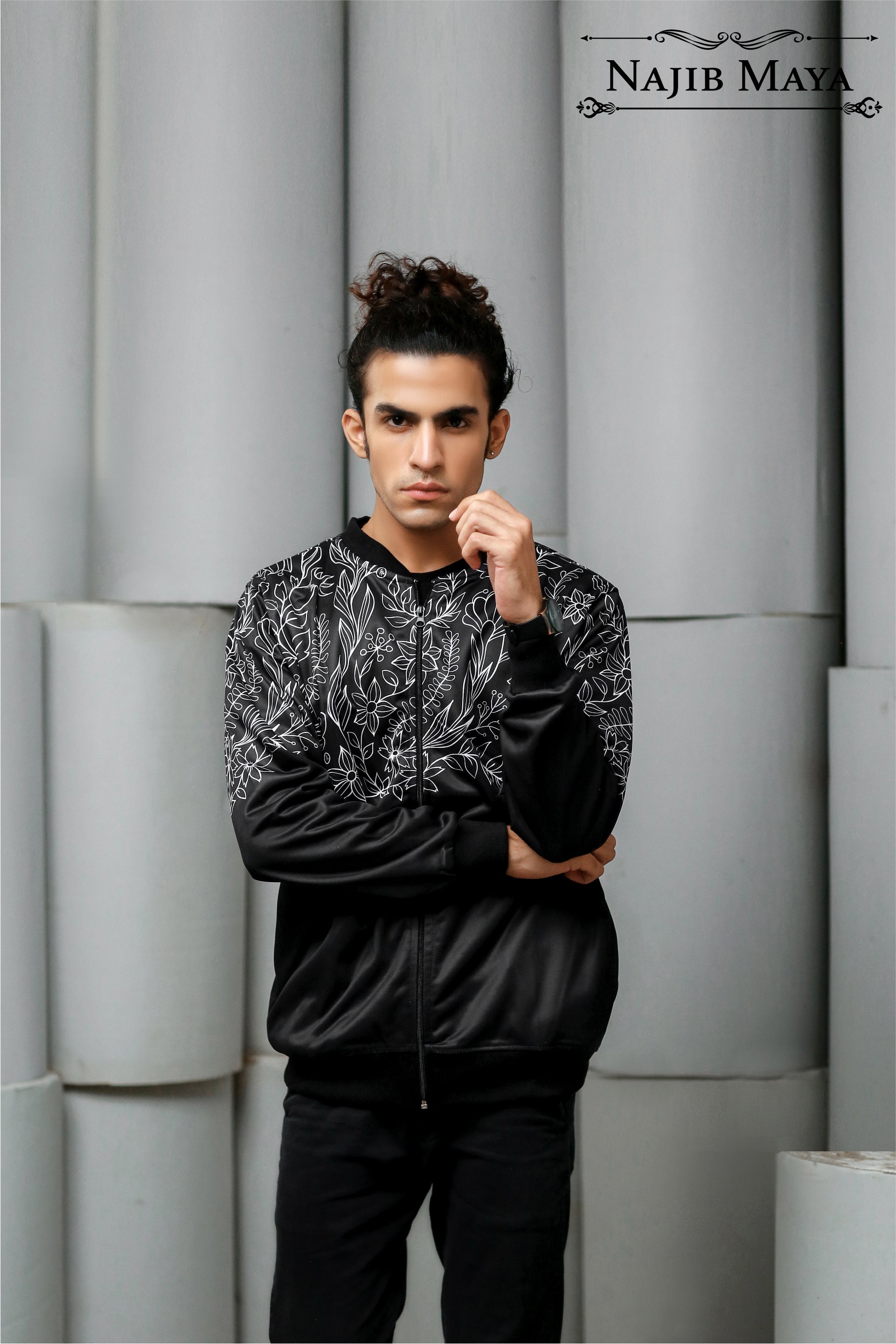 Mono Black Bomber Jacket For Men's Secondary image