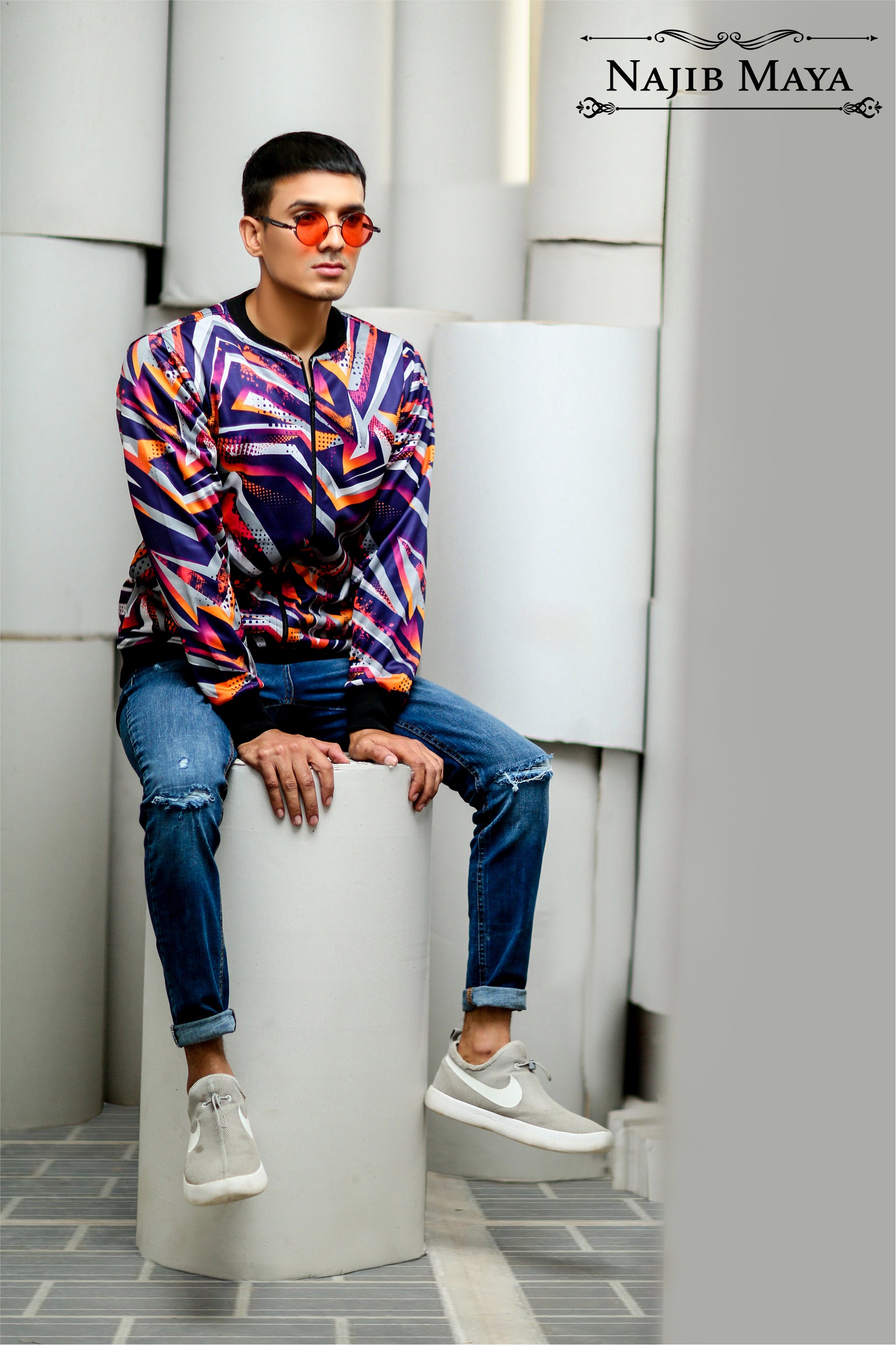Multi Pattern Bomber Jacket For Men's