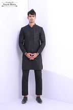 Black Stylish Causal Prince Coat For Men's