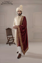 Off White Sequence Embroidered Sherwani For Men's