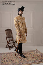 Load image into Gallery viewer, Golden &amp; Black Dotted Embroidery Sherwani For Men&#39;s
