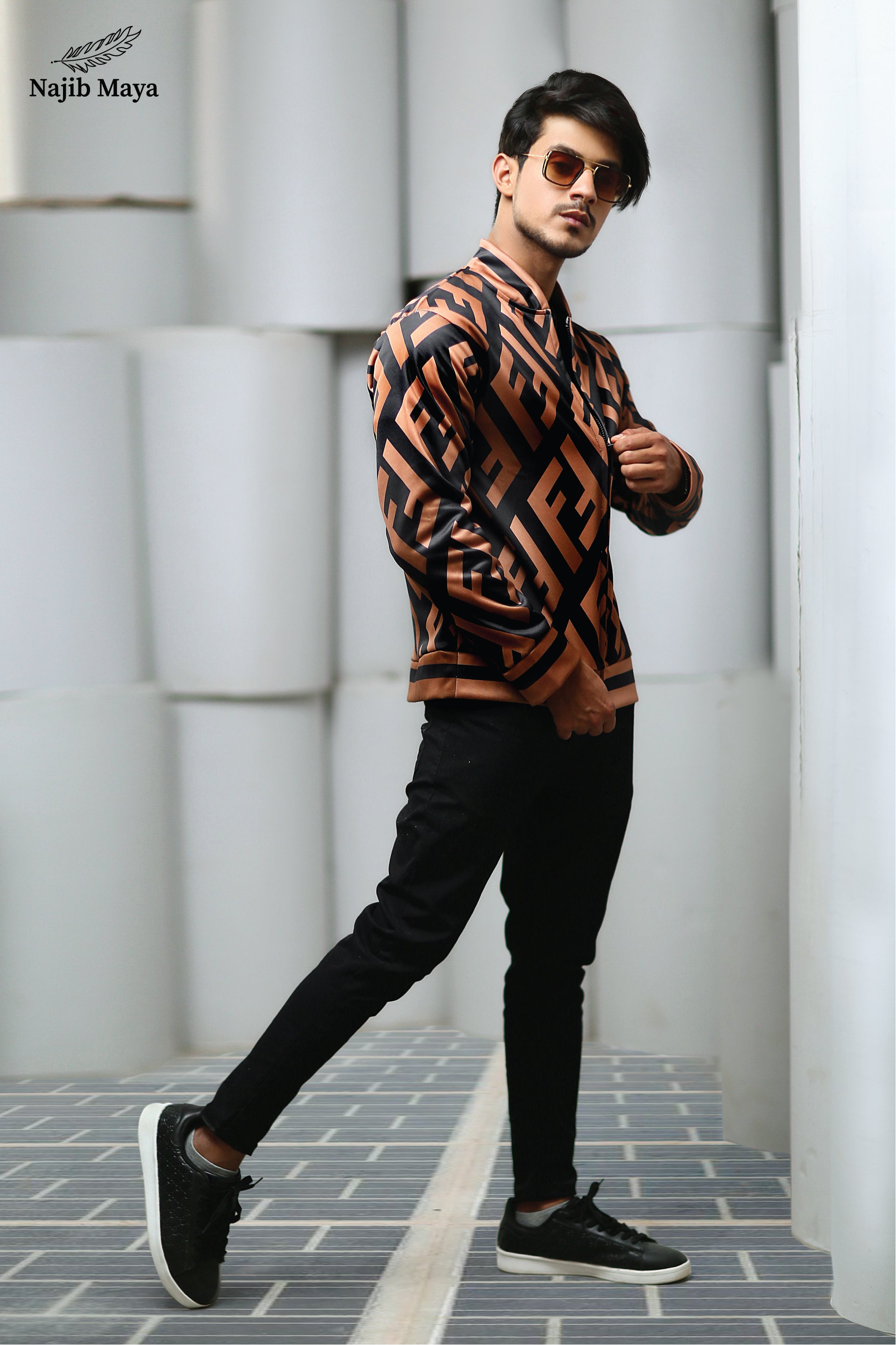 Fendi Brown Bomber Jacket For Men's Main image