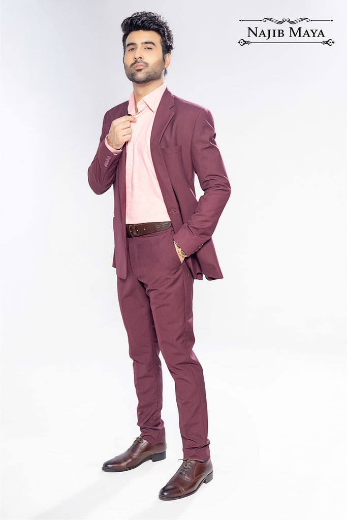 Maroon Elegent Coat Pant  For Men's