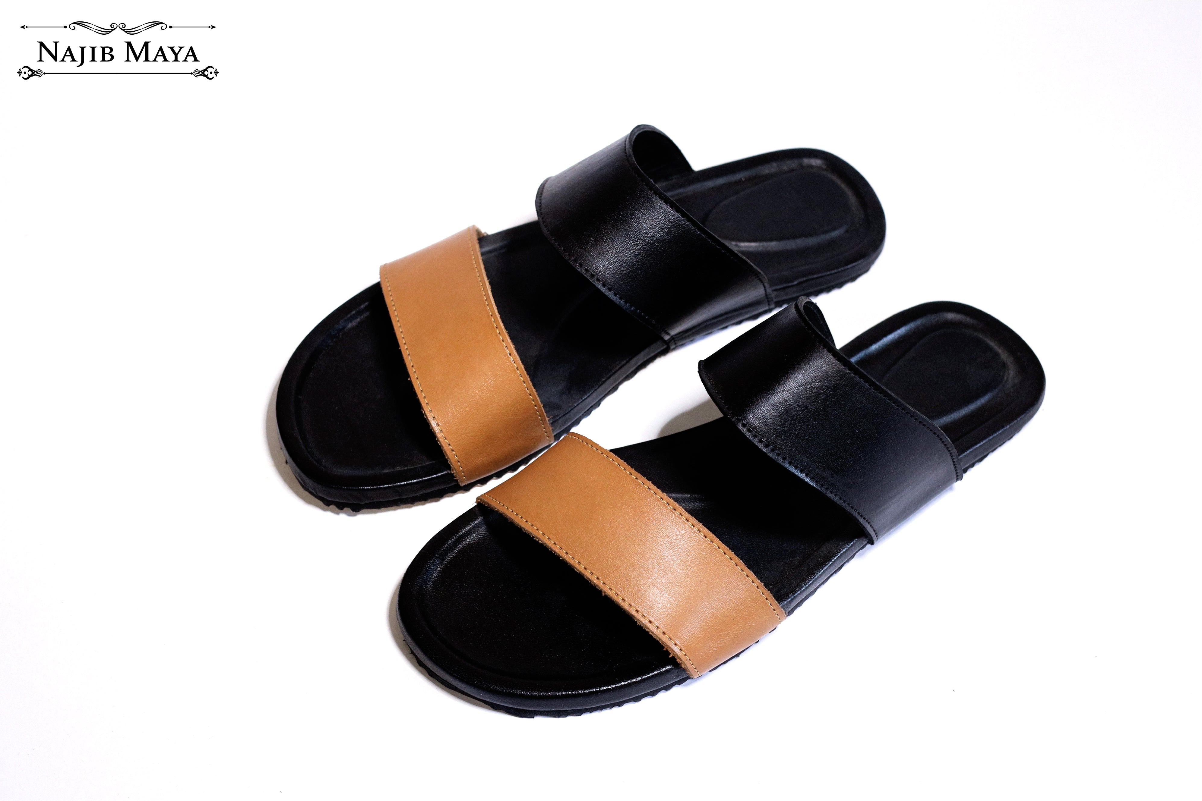 Black & Brown Fancy Hand Made Slippers For Men's Main image