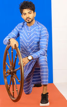 Load image into Gallery viewer, Blue Lining Stylish Kurta Pajama For Men&#39;s
