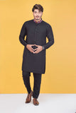 Black Neck Embroidery Kurta Pajama For Men's