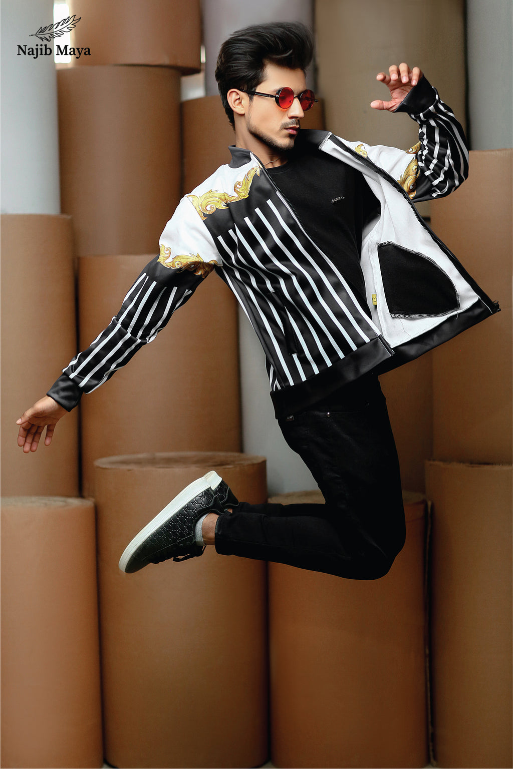 Black & White Stylish Bomber Jacket For Men's