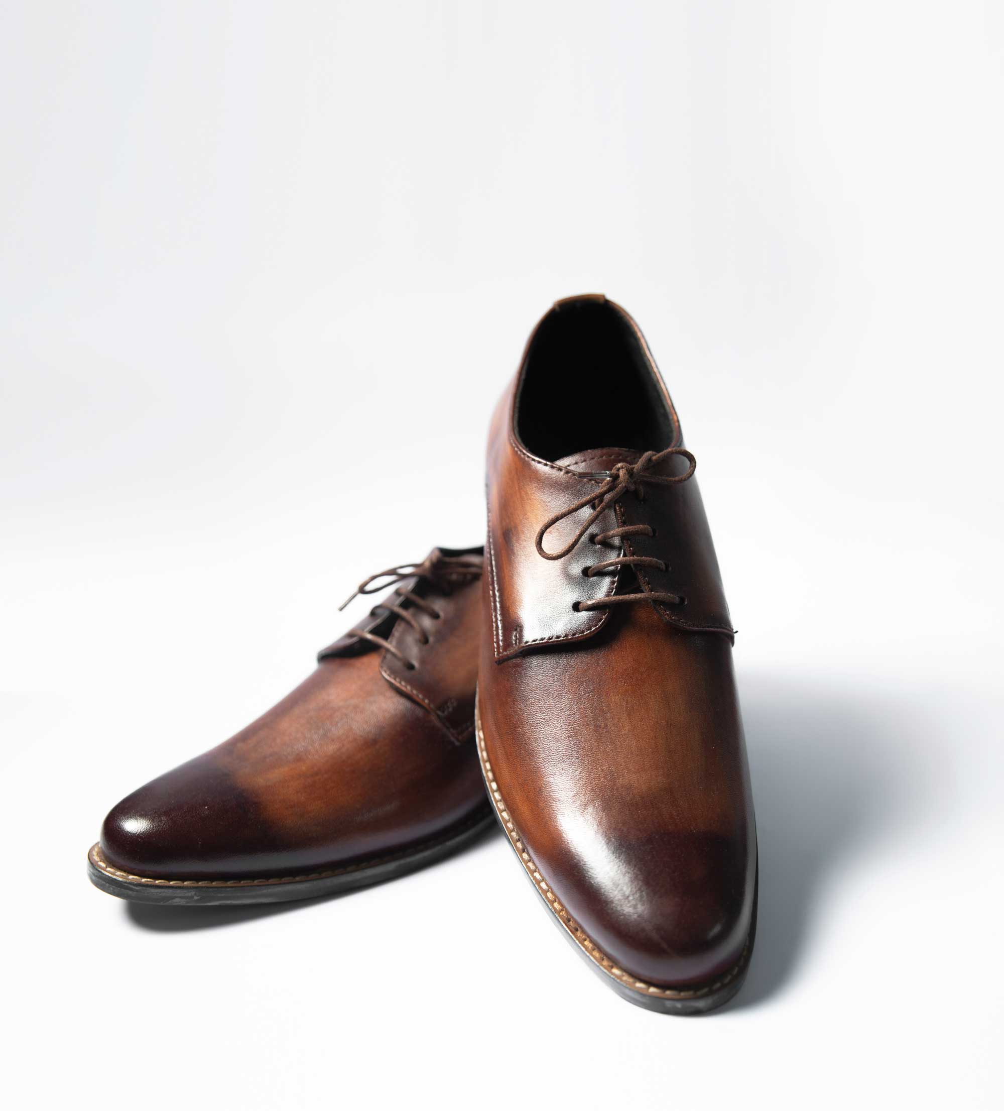 Brown Two Tone Leather Hand Made Shoes For Men's Main image