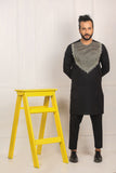 Black Front Stylish Embroidered Kurta Pajama For Men's