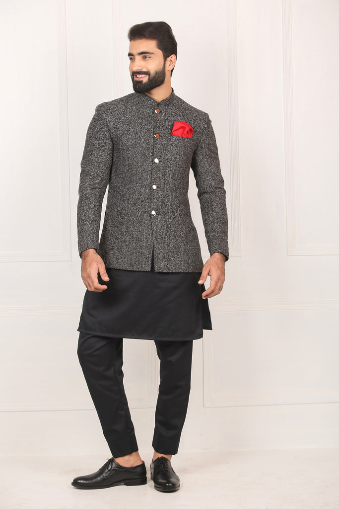 Charcoal Grey Stylish Prince Coat For Men's