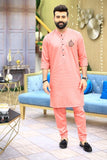 Pinkish Embroidery Kurta Pajama For Men's