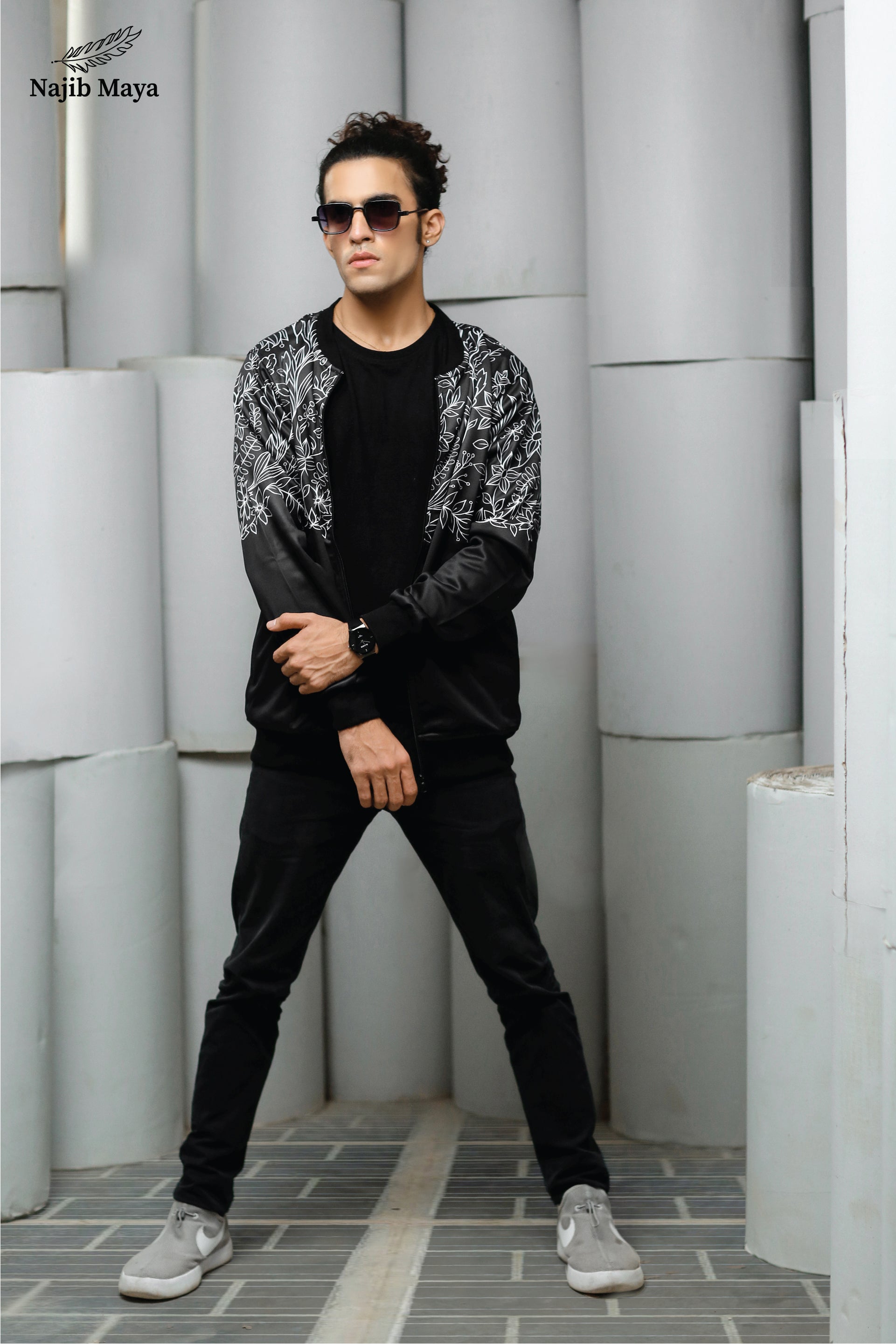 Mono Black Bomber Jacket For Men's Main image