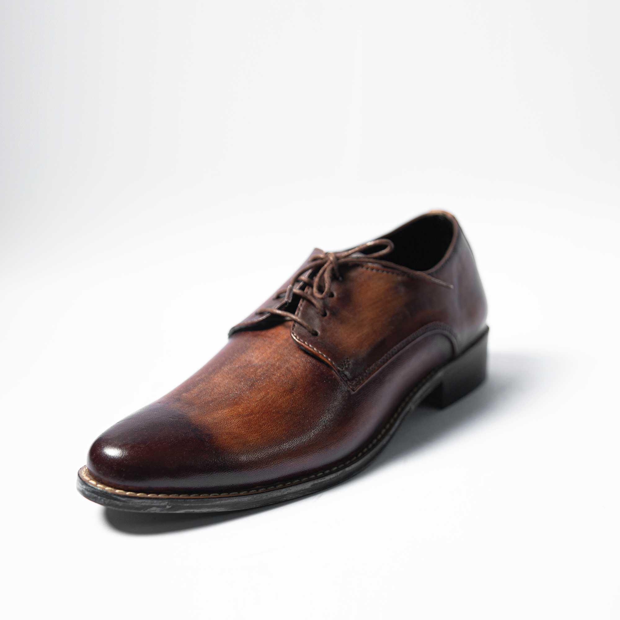 Brown Two Tone Leather Hand Made Shoes For Men's Secondary image