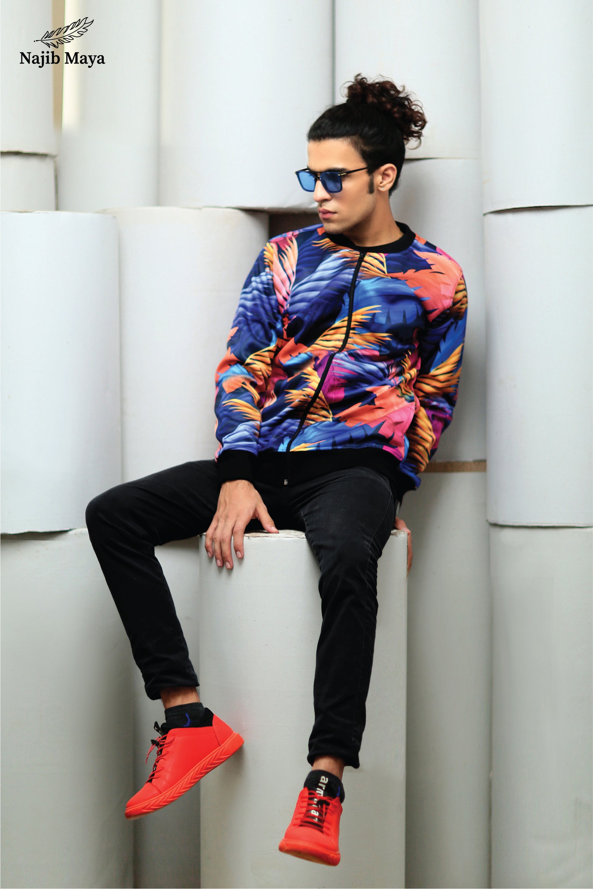 Multi Leaf Bomber Jacket For Men's Main image