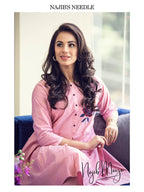 Pinkish Embroidery Kurta Pajama For Couples