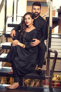 Black Stylish Kurta Pajama For Couples