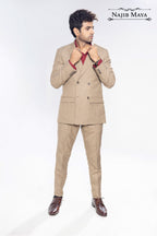 Beige Elegant Coat Pant For Men's