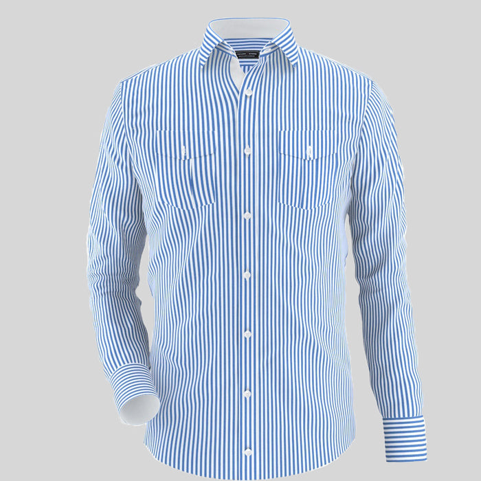 Blue Lining Front Pocket Stylish Formal Shirt For Men's Main image