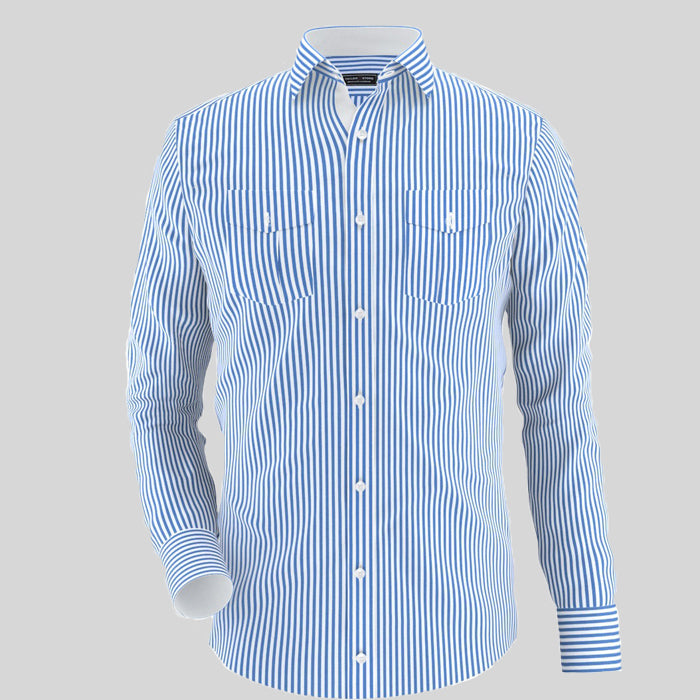 Blue Lining Front Pocket Stylish Formal Shirt For Men's