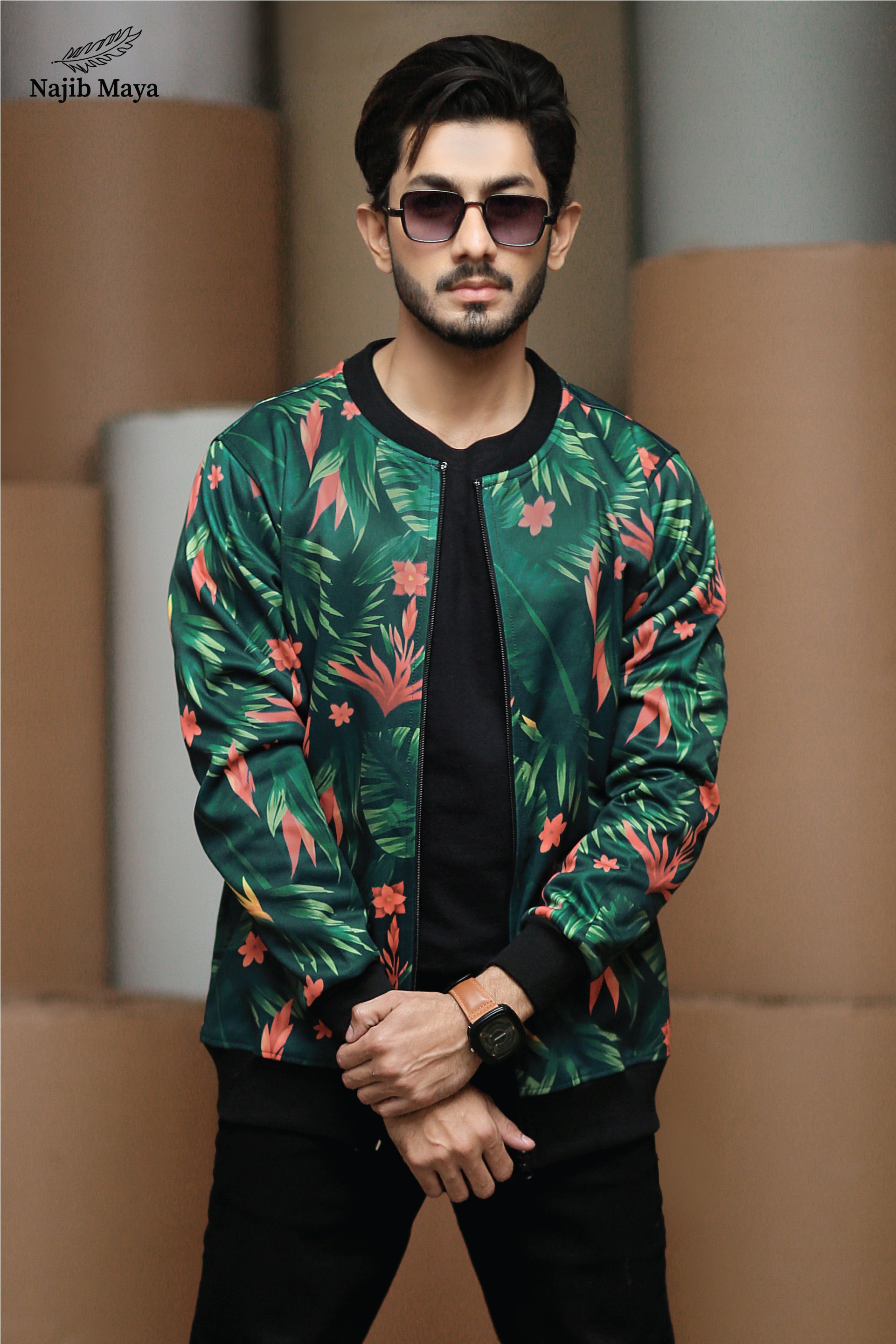 Sea Green Bomber Jacket For Men's Main image