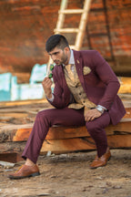 Maroon 3 Pecs Coat Pant For Men's
